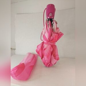 Pink and Yellow Orchid Rain and Sunfree Women's 100% Pongee Umbrella